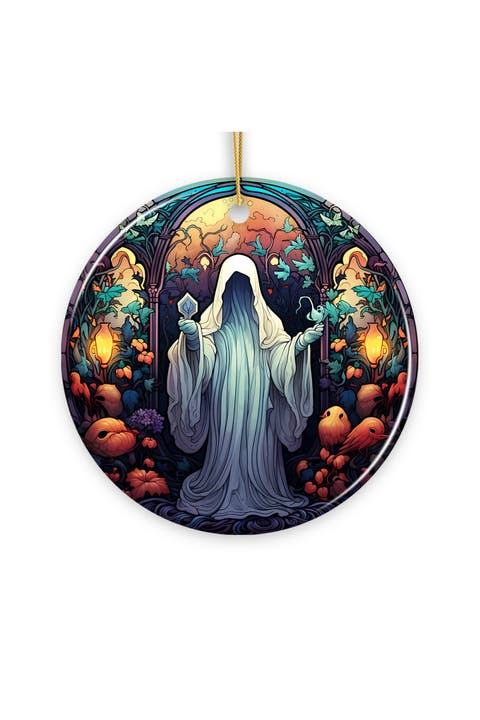 Spectral Shivers Ghost Stained Glass Style Ornament