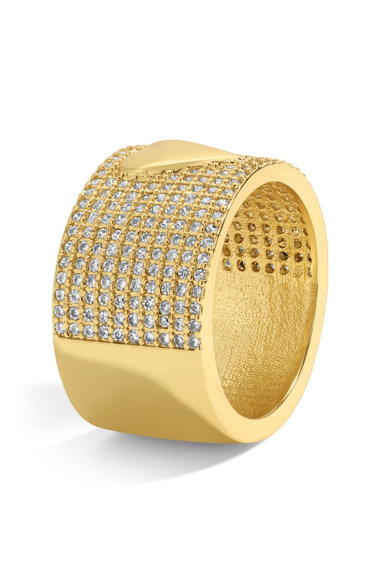 Mazin Jewels Pave Heart Barrel Ring, Alternate, color, Gold