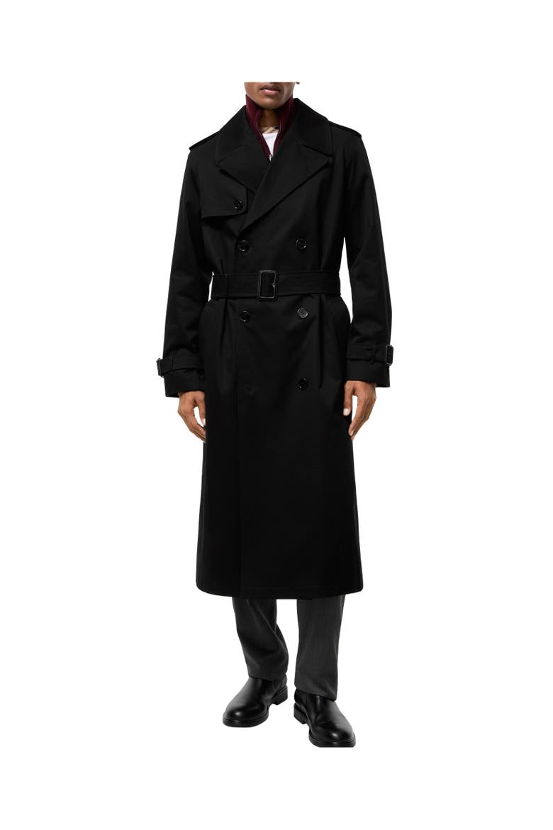 Long Gabardine Hoxton Trench Coat, Alternate, color, Black