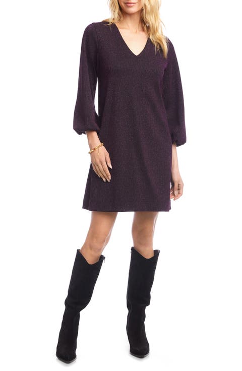 Metallic Long Sleeve Minidress