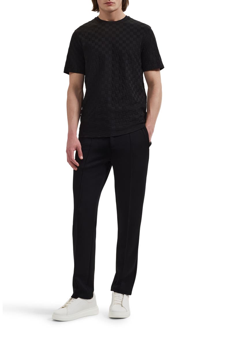 Check Jacquard Mercerized Cotton T-Shirt, Alternate, color, BLACK