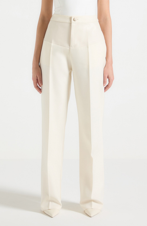 Blanche Leather Panel Tailored Trousers