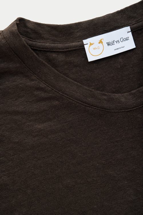 Wolf Vs. Goat (wvg) Short Sleeve Linen Crew Neck Tee In Brown
