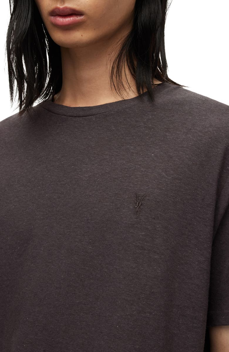 AllSaints Kurtz Logo Embroidered Cotton & Linen T-Shirt, Alternate, color, 