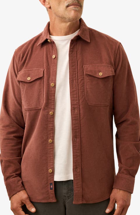 Cotton Stretch Corduroy Button-Up Overshirt