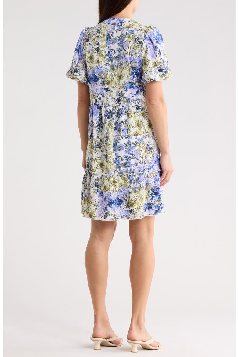 Floral Puff Sleeve Tiered Dress, Alternate, color, MOSS