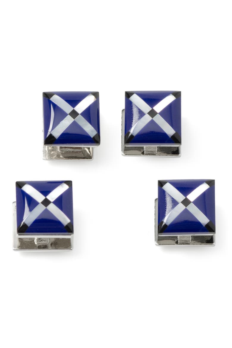 Mother-of-Pearl Diamond Cuff Link & Stud Set, Alternate, color, BLUE