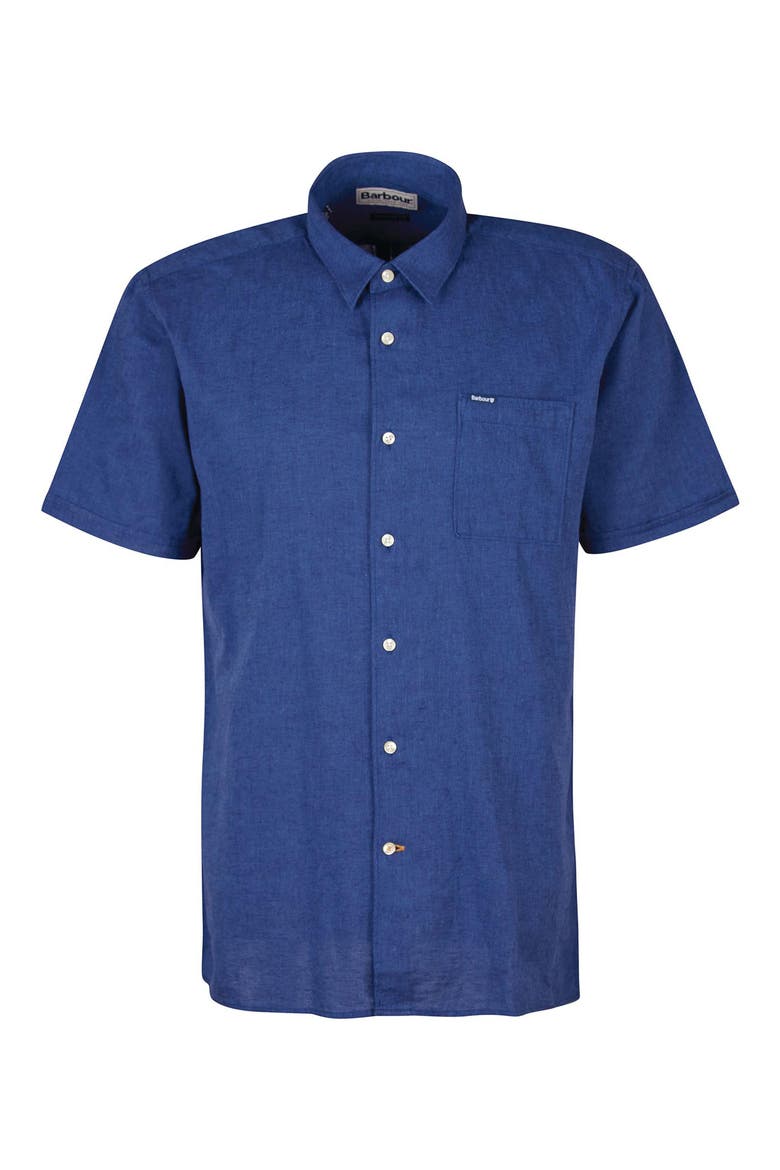 Nelson Linen & Cotton Button-Up Shirt, Alternate, color, INDIGO