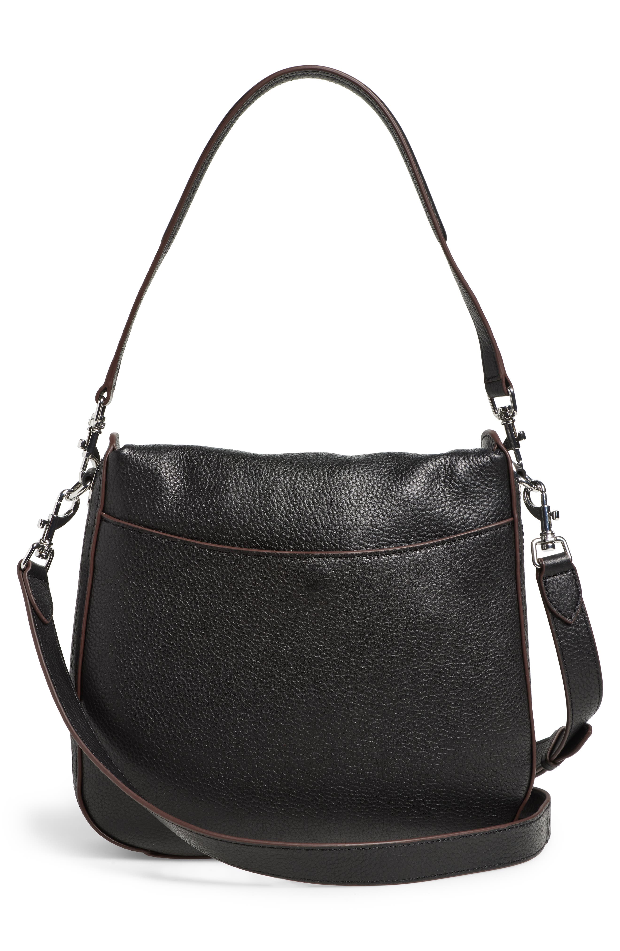 AIMEE Vera Leather Convertible Shoulder Bag, Alternate, color, Black