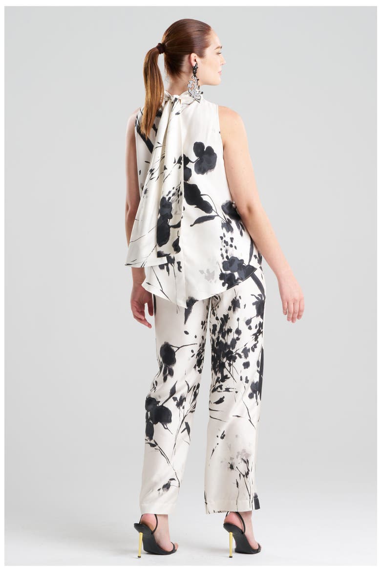Nara - Silk Twill Halter Scarf Top, Alternate, color, BLACK/WHITE