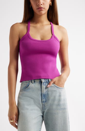 Open Edit Rib Racerback Camisole In Pink