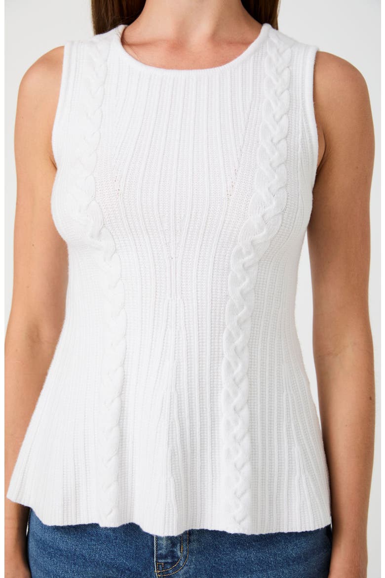 Cable Knit Peplum Sweater, Alternate, color, WHITE