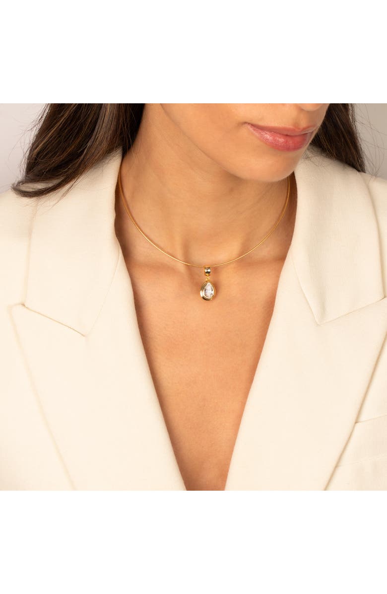 BY ADINA EDEN Colored CZ Pear Bezel Pendant Omega Chain Necklace, Alternate, color, Gold