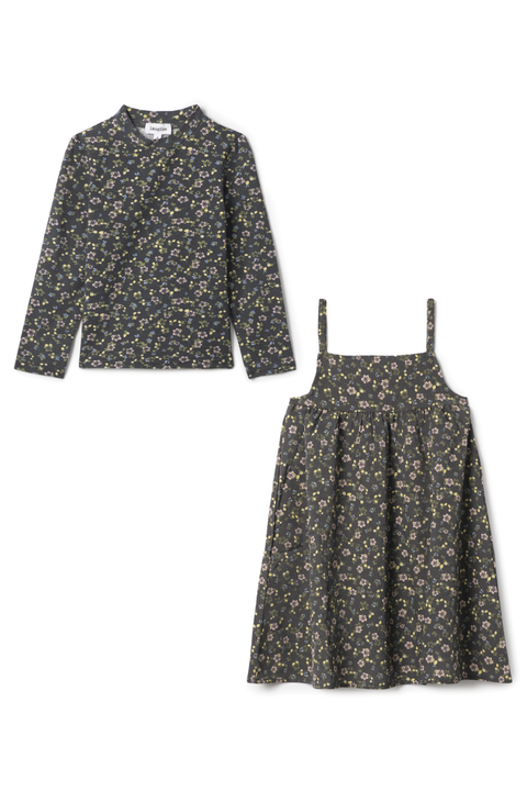 Floral Print Jumper with Mock Neck Top Set (Toddler, Little Kid & Big Kid)