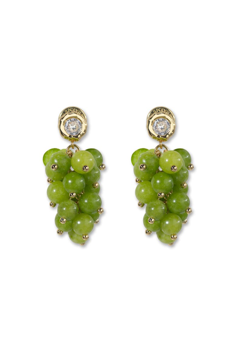 Olivia Cascade Cluster Peridot Bead Drop Earrings, Main, color, Green