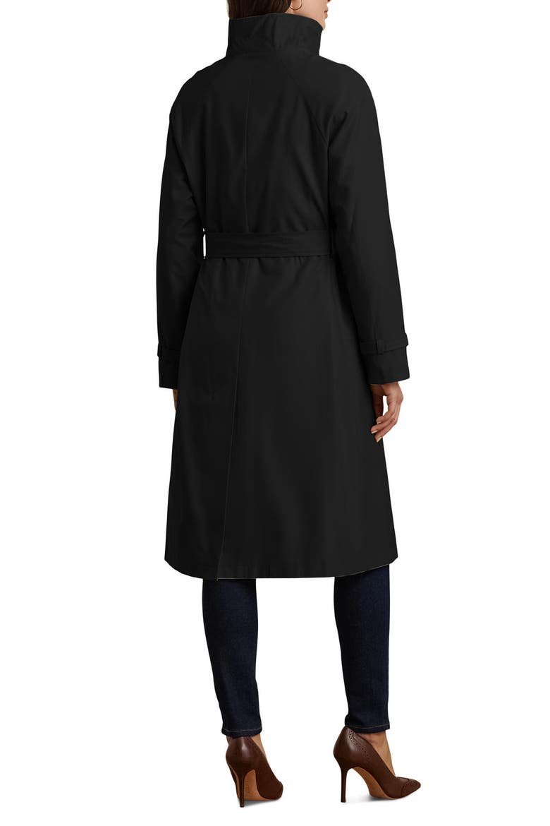 Belted Water Resistant Longline Coat, Alternate, color, BLACK