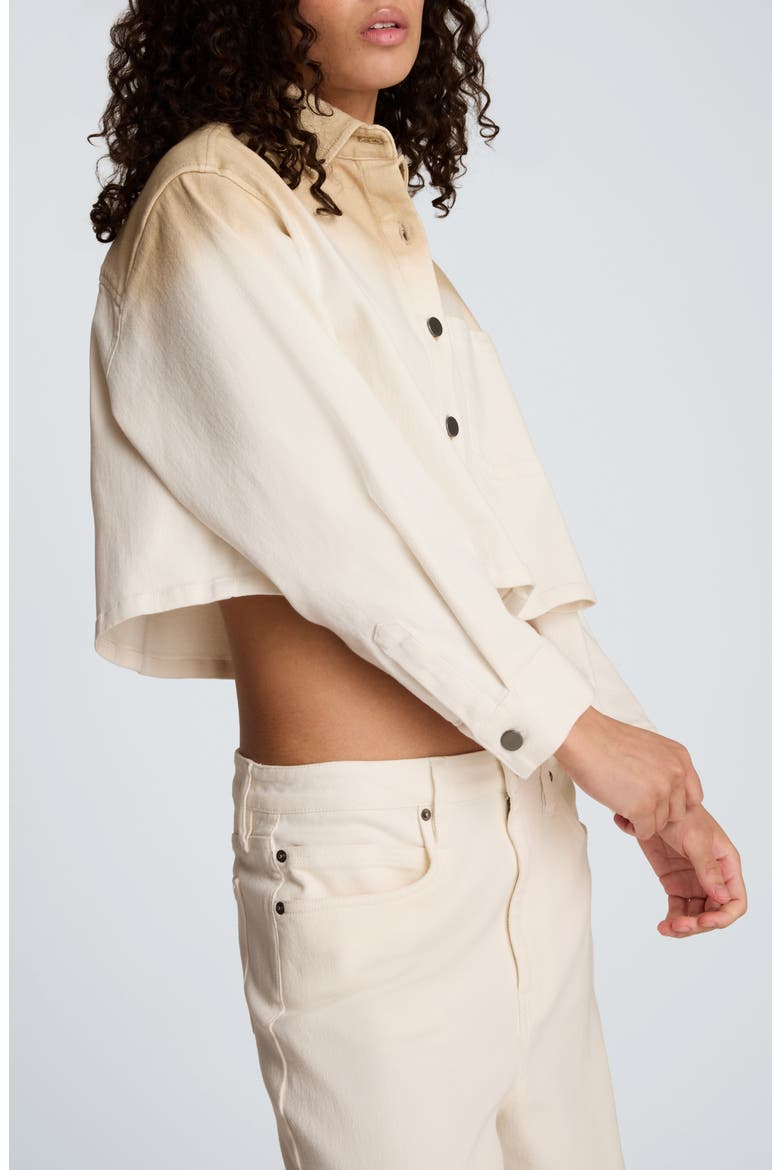 Oversize Dip Dye Crop Shacket, Alternate, color, TAN GRADIENT