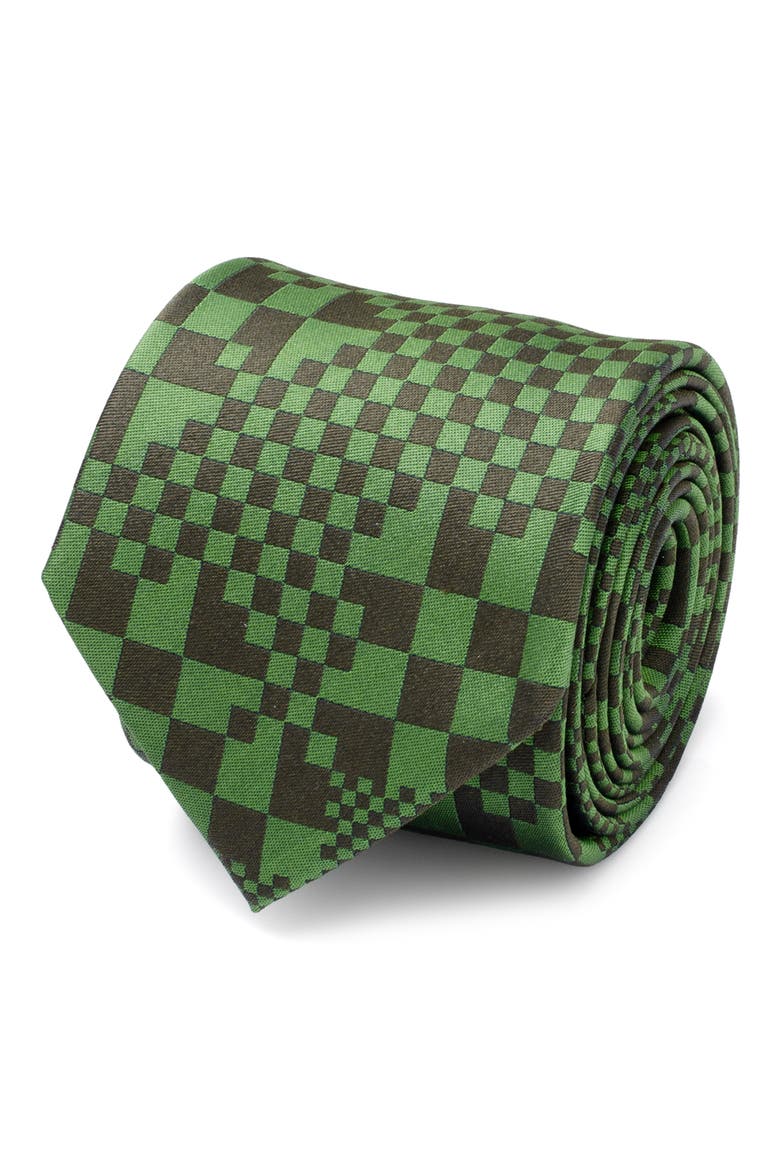 Minecraft Hidden Creeper Silk Tie, Main, color, GREEN
