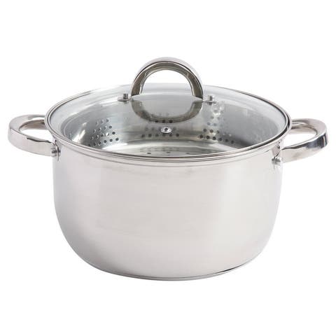 Sangerfield 6 Quart Stainless Steel Casserole Pan with Steamer Insert and Lid