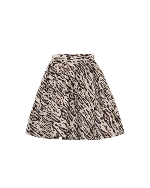Theo The Label Tyche Jacquard Pleated Mini Skirt In Leopard