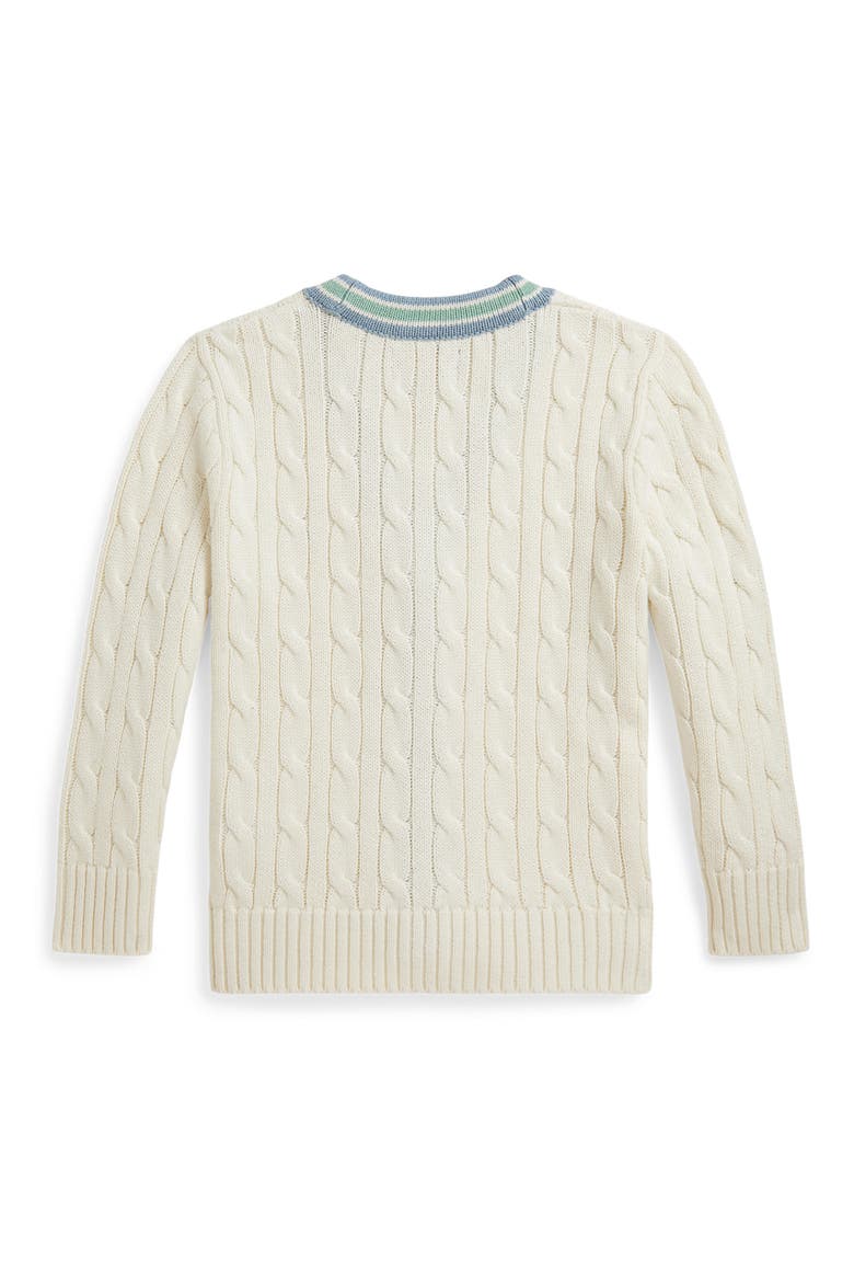 Kids' Cabled Cotton Button-Up Cardigan, Alternate, color, CREAM