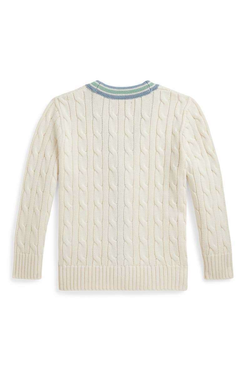 Polo Ralph Lauren Kids' Cabled Cotton Button-Up Cardigan, Alternate, color, Cricket Cream Multi