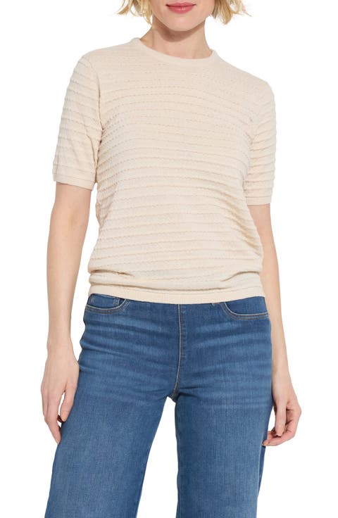 Smocked Short Sleeve Sweater