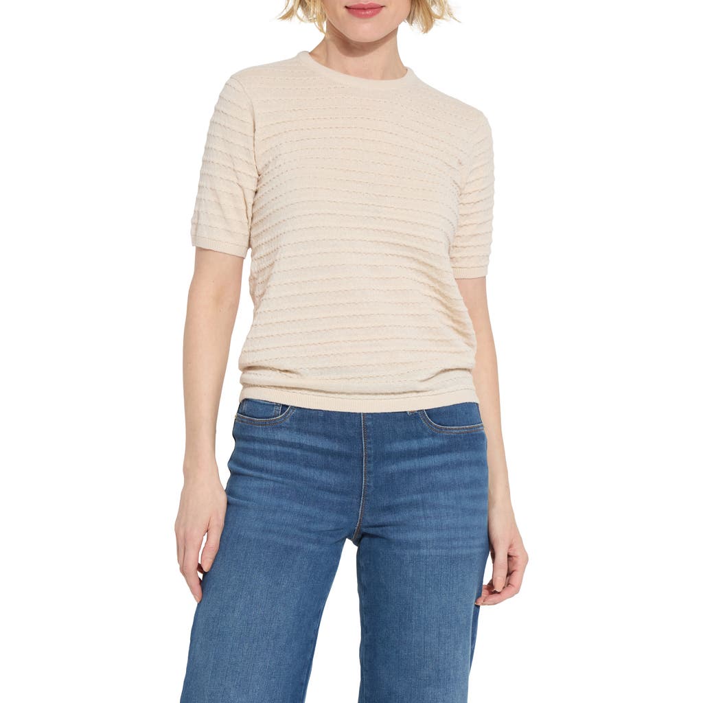 Lyssé Smocked Short Sleeve Sweater In White