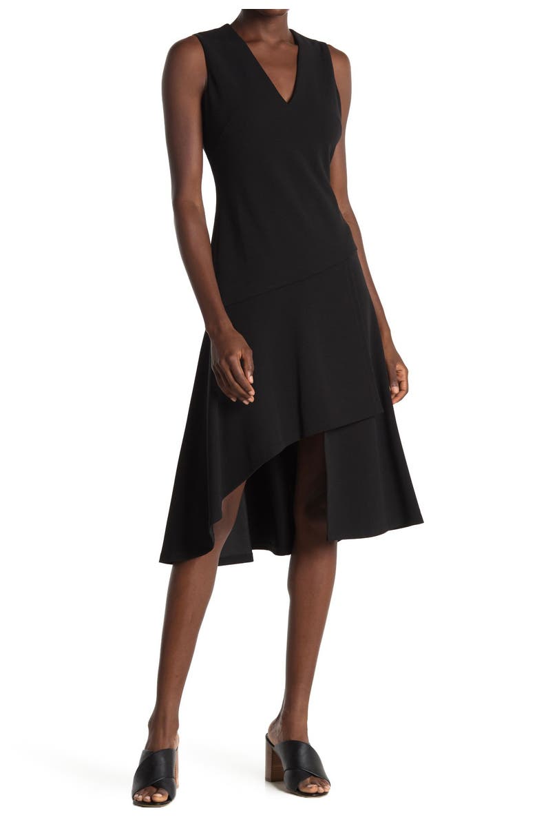 Vince Camuto Asymmetrical Hem Scuba Crepe Dress, Main, color, 