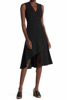 Vince Camuto Asymmetrical Hem Scuba Crepe Dress