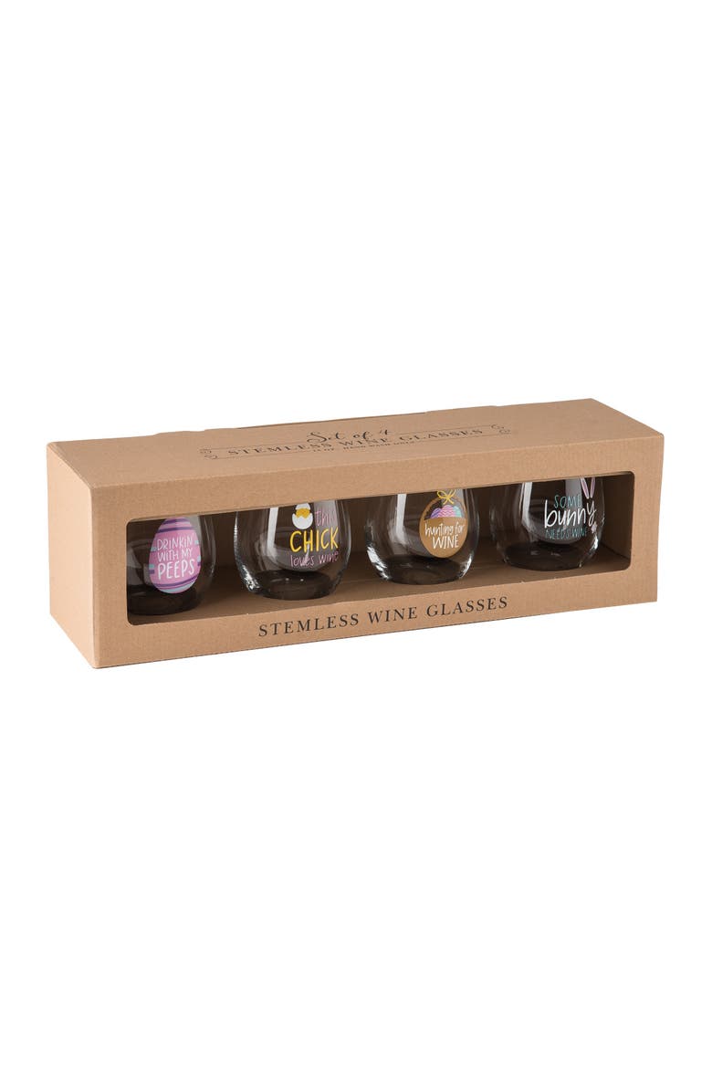 18 oz Multicolor Spring Stemless Wine Glasses Set of 4 Perfect for Summer Vibes and Entertaining, Alternate, color, Multicolored