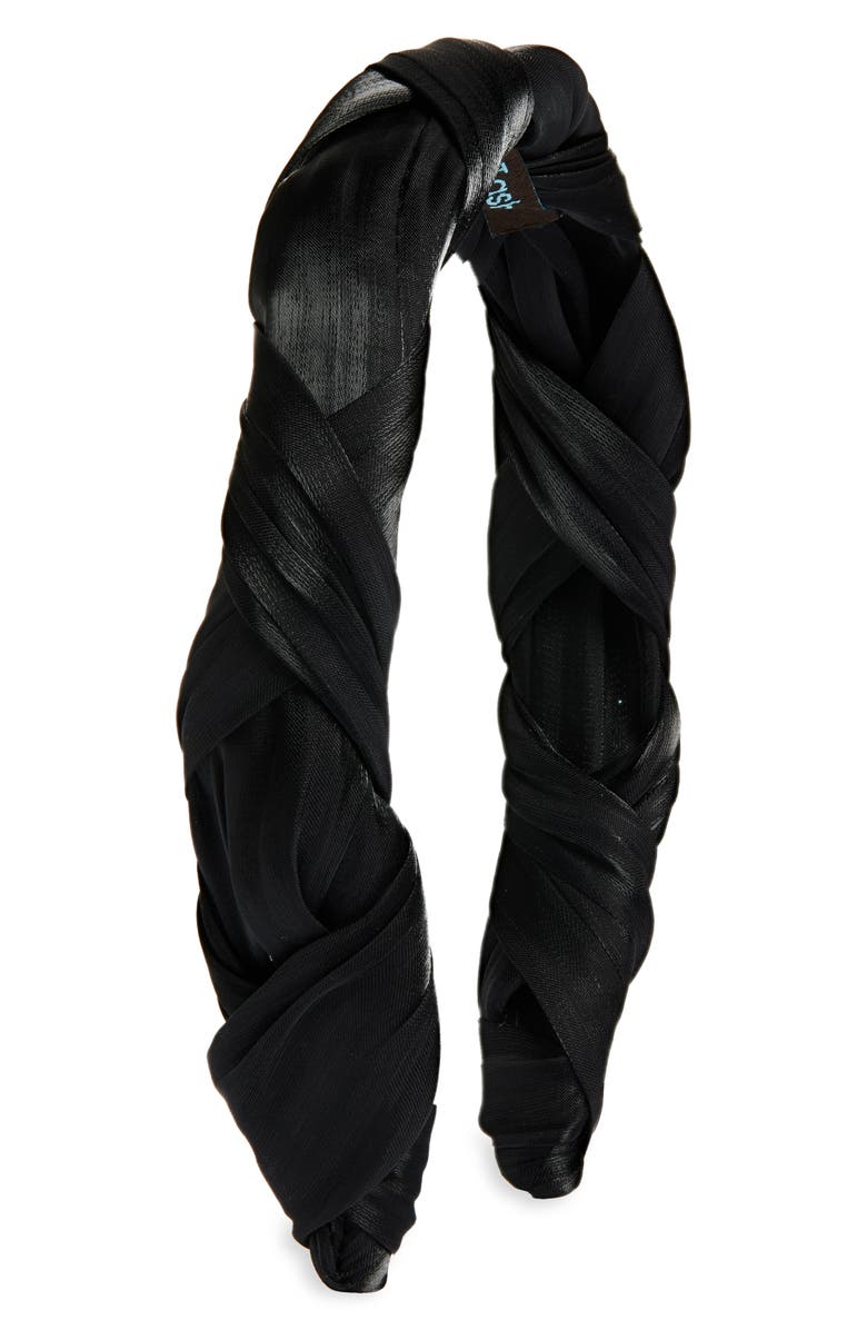 Tasha Satin Wrap Headband, Main, color, Black