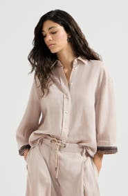 Brunello Cucinelli Linen shirt with dazzling cuffs