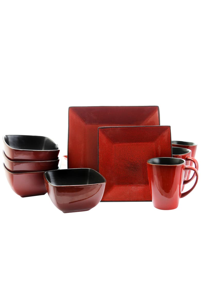 Harland Loft 16 Piece Stoneware Dinnerware, Alternate, color, Red