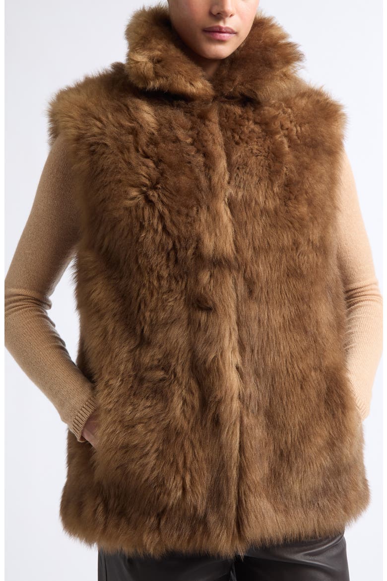 Genuine Shearling Gilet, Alternate, color, 05 BROWN