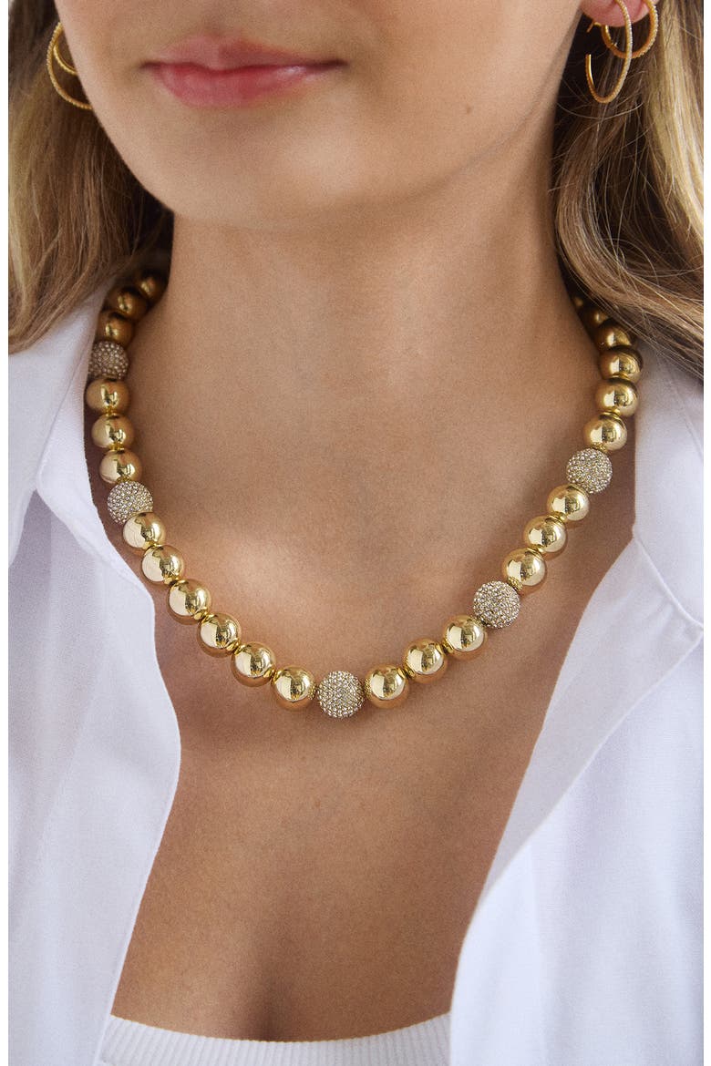 Pisa Pavé Necklace, Alternate, color, GOLD