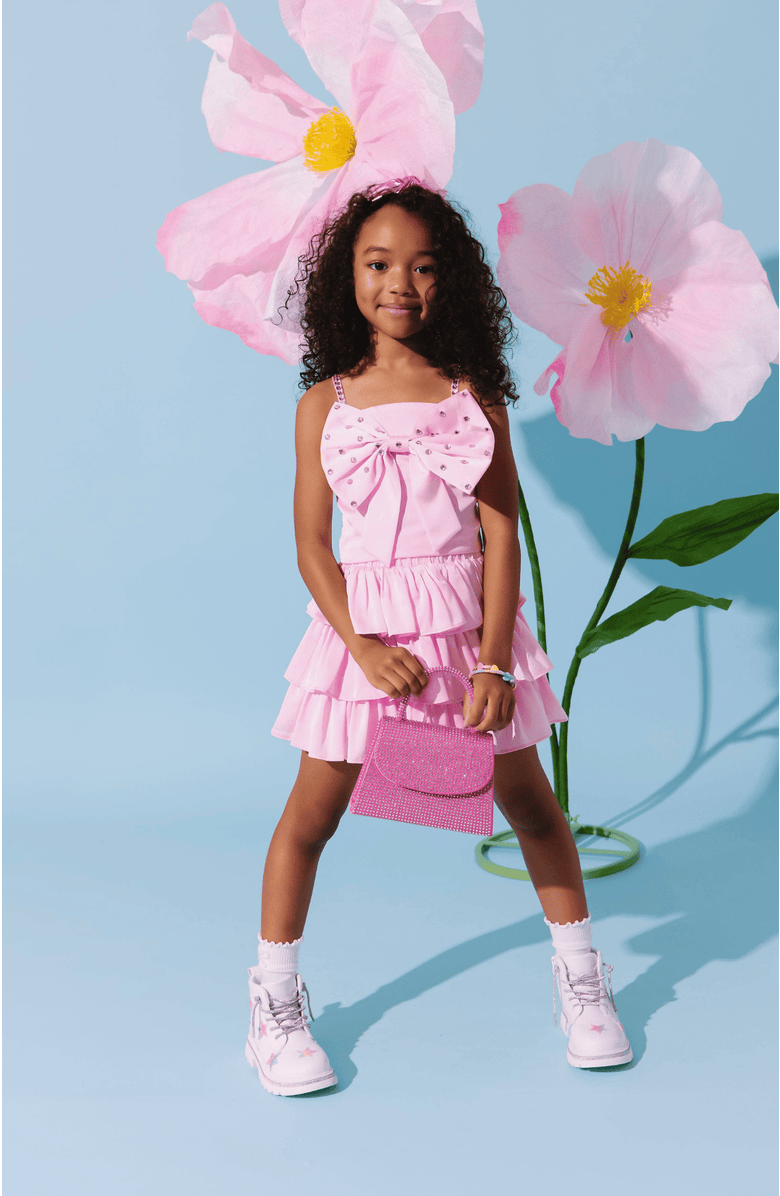 Lola + The Boys Crystal Big Bow Set, Alternate, color, Pink