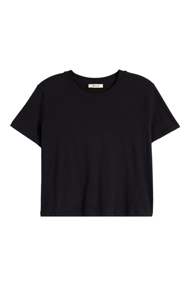 Boxy Crop Cotton Slub T-Shirt, Alternate, color, JET BLACK