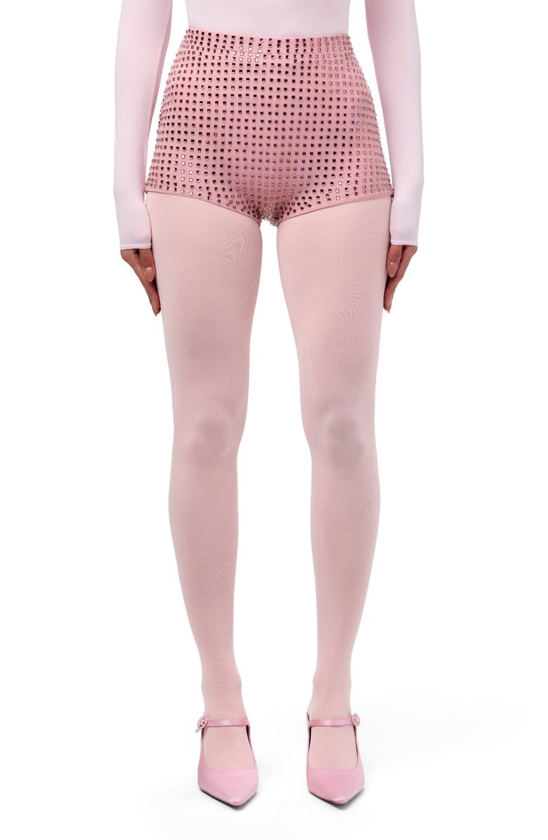 Naked Wardrobe Crystal Studded Shorts, Main, color, Ballerina