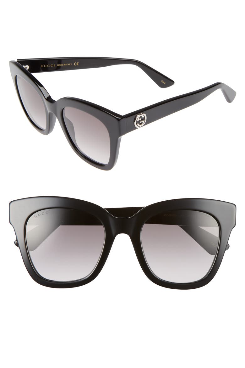 50mm Cat Eye Sunglasses, Main, color, BLACK/ GREY