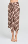 WAYF Laurel Plaid Drape Detail Cotton Skirt