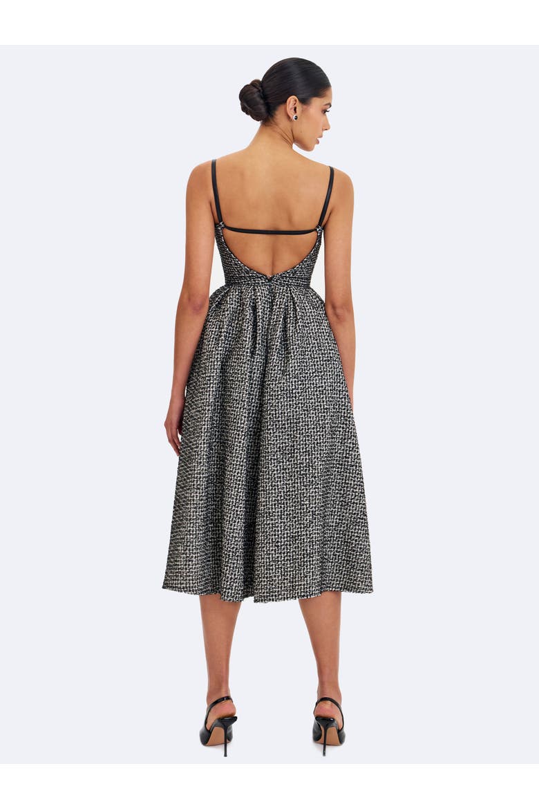 Katalina Tweed Backless Midi Dress, Alternate, color, Black and white