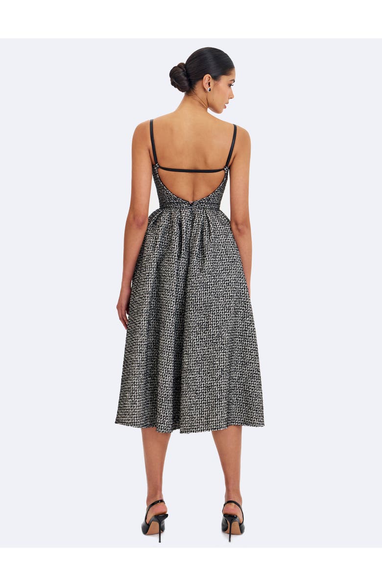 Miss Circle Katalina Tweed Backless Midi Dress, Alternate, color, Black And White