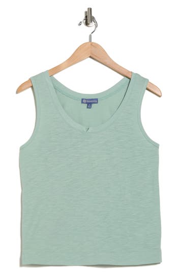 Democracy Notched Scoop Neck Tank Top In Green