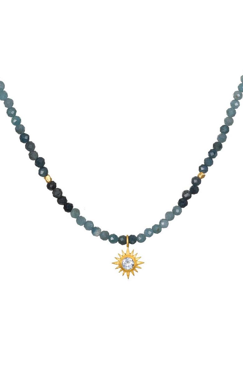 Satya Jewelry Channeling Wisdom Sapphire Starburst Beaded Choker, Main, color, Blue