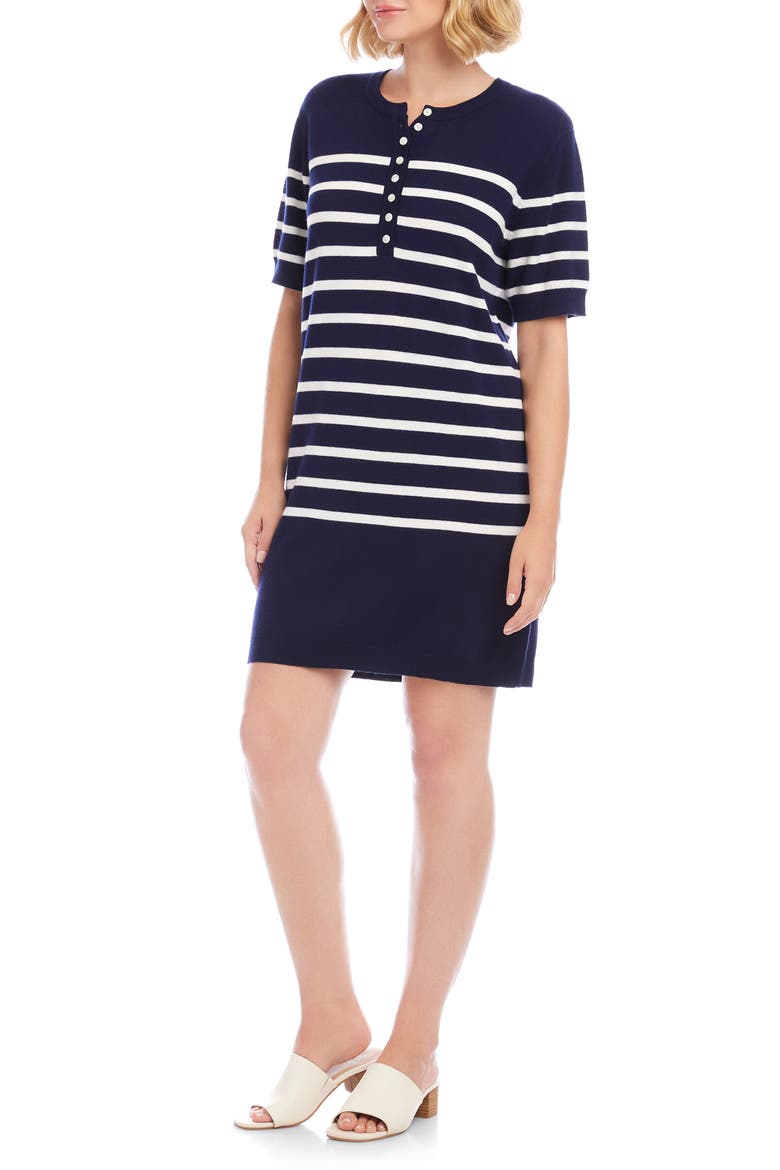 Henley Knit Dress, Alternate, color, NAVY