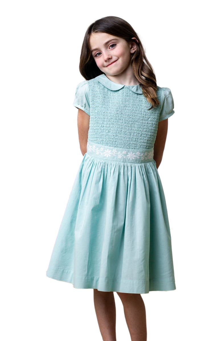 Hope & Henry Girls' Organic Puff Sleeve Smocked Party Dress, Kids, Main, color, 