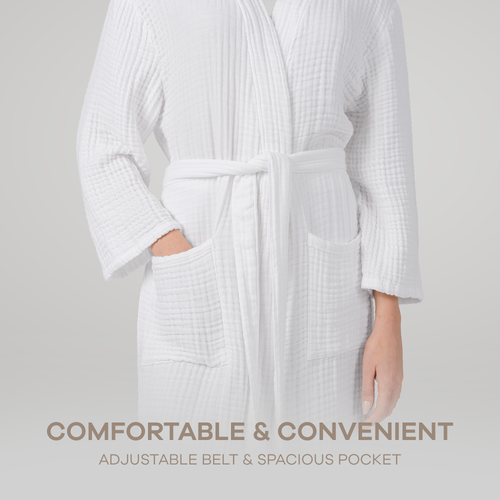 Comfy Cubs Adult Muslin Bathrobe In White