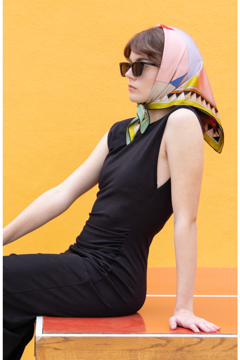 Double Sided Silk Scarf Of Color Recombination, Alternate, color, Pink
