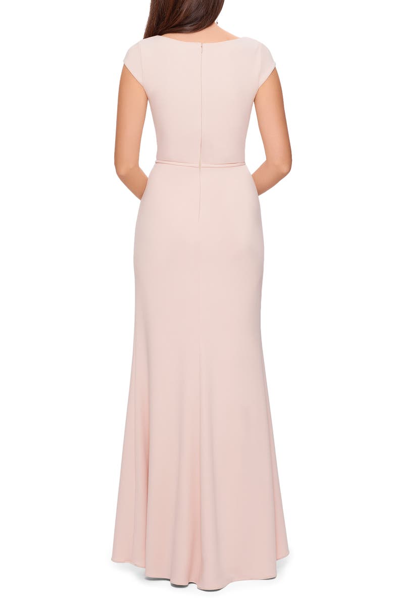 Betsy & Adam Asymmetric Neck Crepe Gown, Alternate, color, 